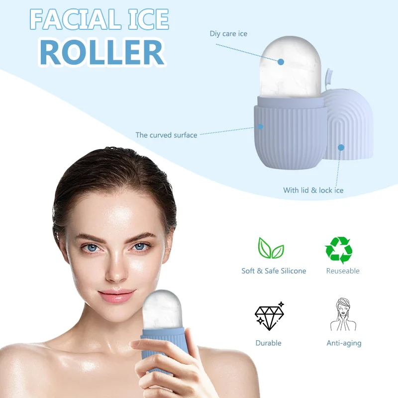 Silicone Ice Roller for Face, Ice Cube Roller Massager, Reusable Massage Silicone Ice Mold Eyes  Conditioning Tool