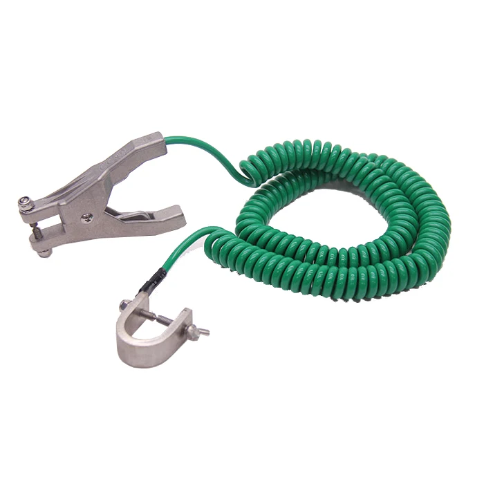 ATEX approved Static Grounding Assembly Clamp C Clamps with 4m green spiral cable