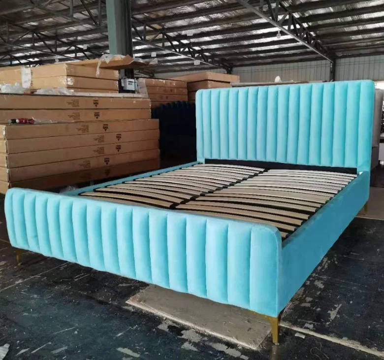 best selling--double queen king  velvet fabric bed