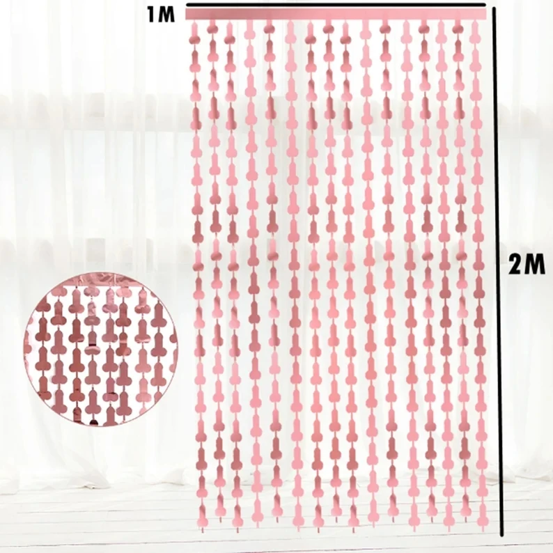 Hen Party Willy Tinsel Curtain Rose Gold Metal BackDrop Hens Party Penis Decor Bridal Party Girls Night Penis