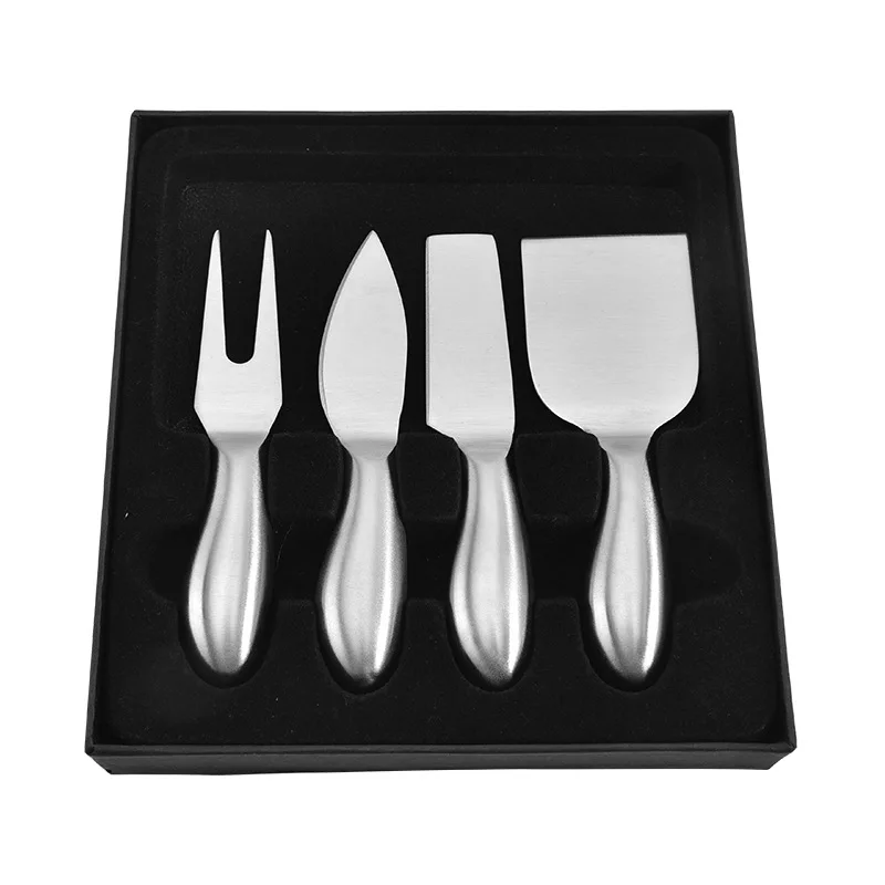 China bulk blank 4 pcs butter knife stainless steel cutter cheese knife set with hollow holder handle of 4 pieces