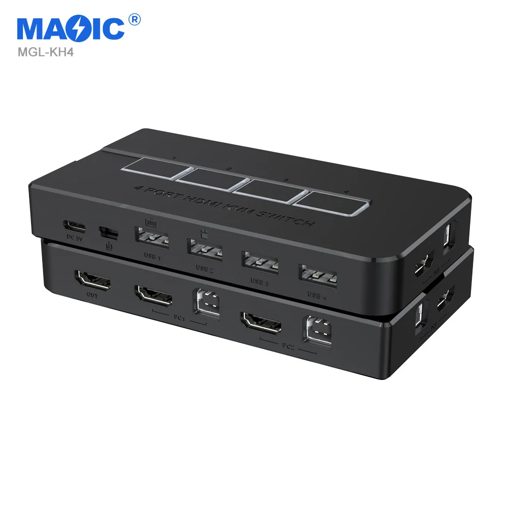 4k 30HZ Hdmi Usb Kvm Switch Splitter 4 In 1Out Hdmi Video Switch Selector 4Port KVM Switch For 4 PC Share Monitor Mouse Keyboard