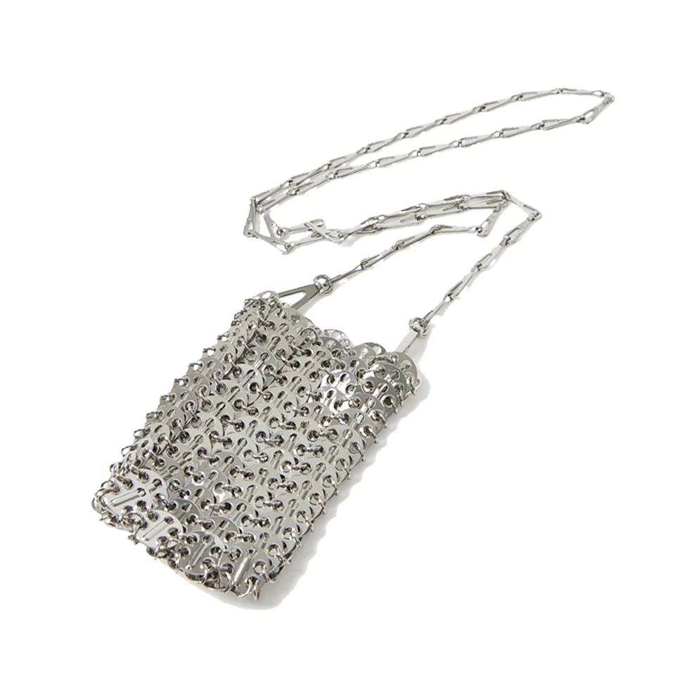 New Fashion Designer Bag Alloy Metal Material Weave Geometric Mini Open Pouch Bag for Women