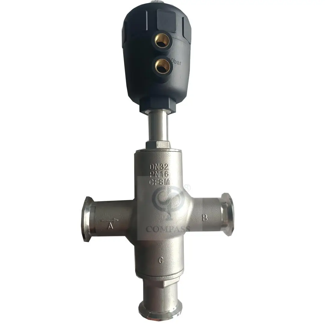 Stainless Steel SS304 Pneumatic Angle Valve Sanitary Ferrule DN25 Angle Seat Valve With Plastic Head