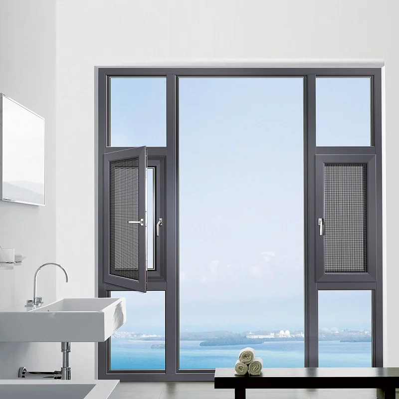 Sound proof aluminum tempered glass windows thermal break laminated glass casement aluminum windows