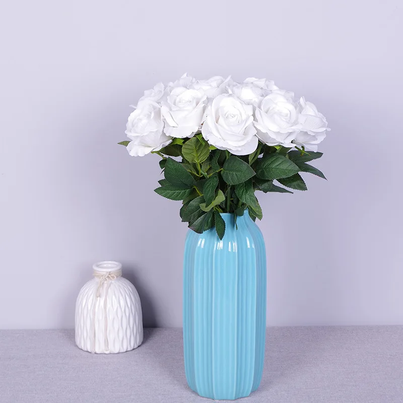 Hot Sales 19.6 Inches  Realistic Silk Rose Floral Real Touch Artificial Rose Flowers Wholesales