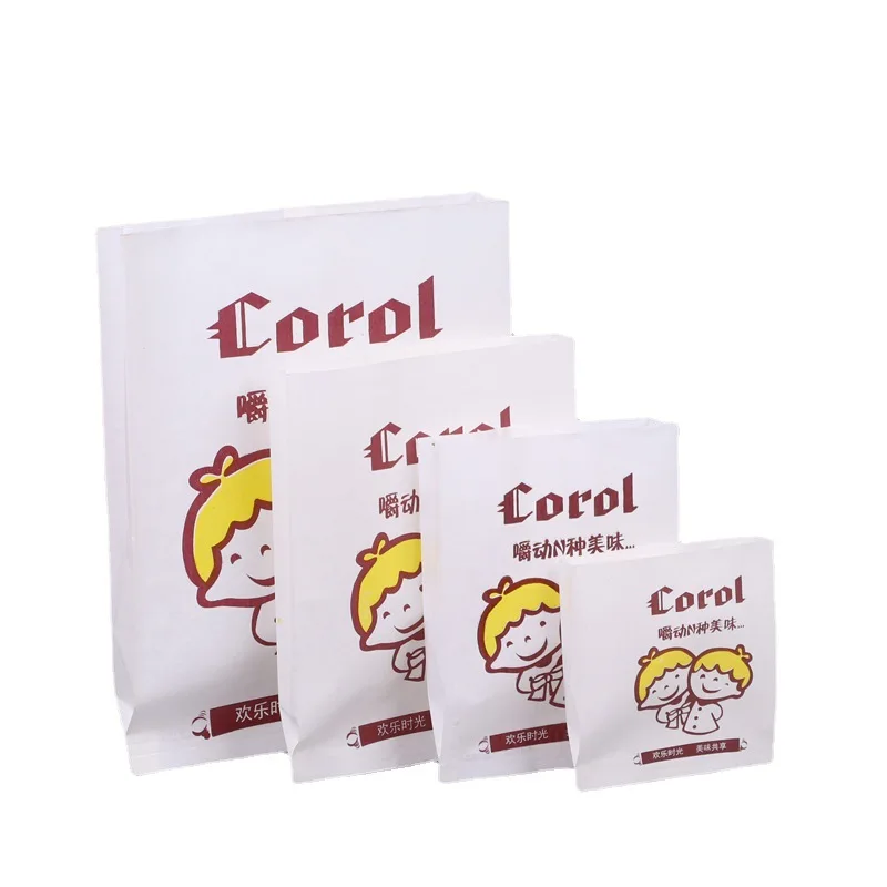 Printed Food Package Bag V Sharp Bottom Greaseproof Food Grade French Fries Packaging Bag for Fast Restaurant Packaging Box CMYK