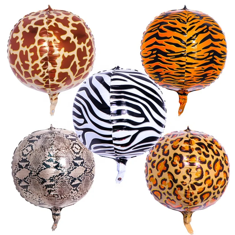 22 Inch Large Animal Print Foil Balloons Jungle Animal Print Balloons 4D Wild Mylar Balloon for Jungle Theme Birthday Decoration