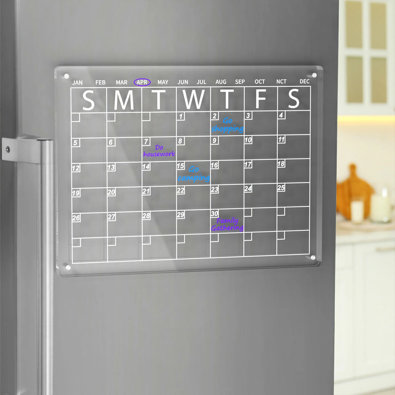 Wholesale Customized Clear Acrylic Monthly Wall Mounted Calendar Magnetic Acrylic Fridge Calendar