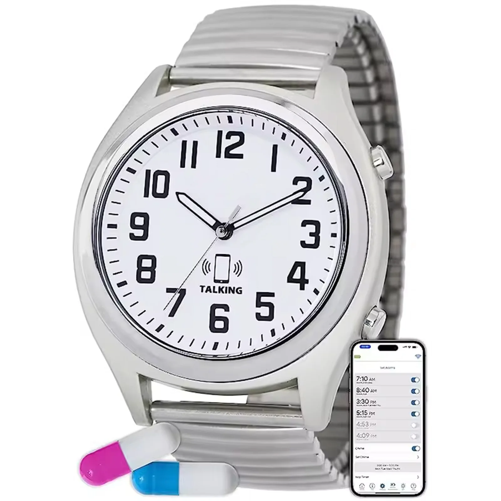Smart Atomic Talking Watch with Voice Reminders and App Control for Seniors and Visually Impaired Talking Watches for The Blind