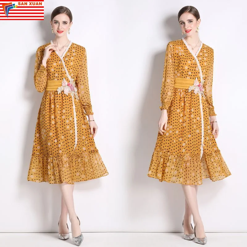 3625-68-new arrivals woman clothes wholesale vintage fashion apparel elegant lady floral american long Evening casual Dresses