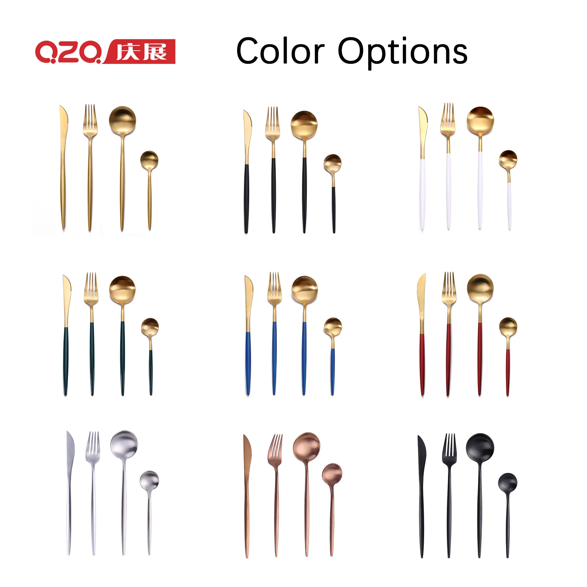 Nordic Commercial Stainless Steel Knife Spoon Fork 4Pcs Portuguese Flatware Gold Silverware Set Polished Golden Cutlery Set