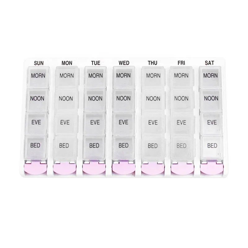 Pill Capsule Container Pill Box Custom Medicine Boxes Portable Pillbox Pills Container For 7 Days 28 Compartments to Hold Drug