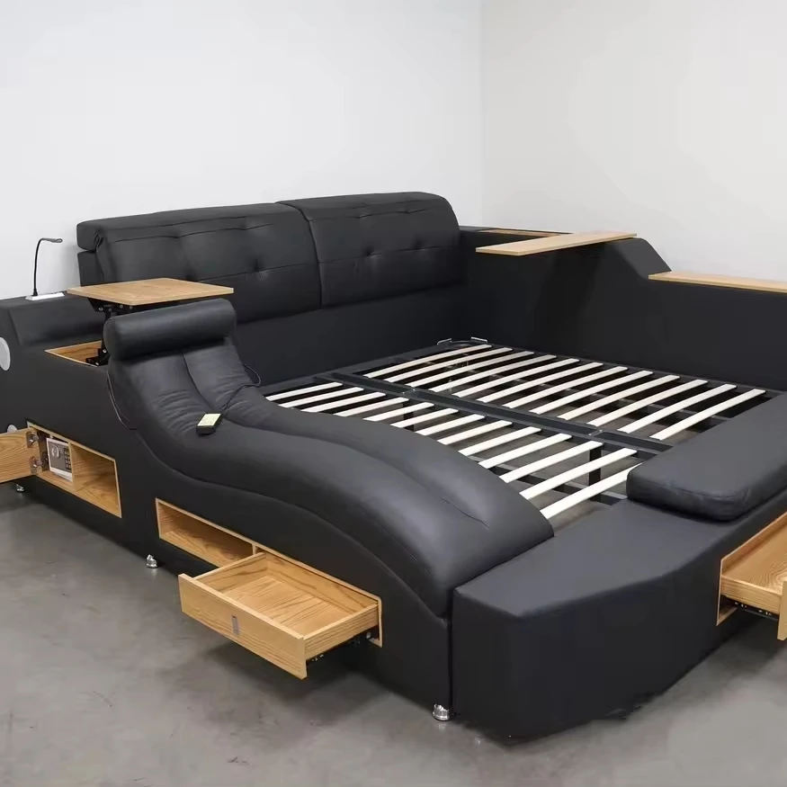 Amazon best-selling multi-functional bed with projector storage cabinet portable function smart bed for bedroom