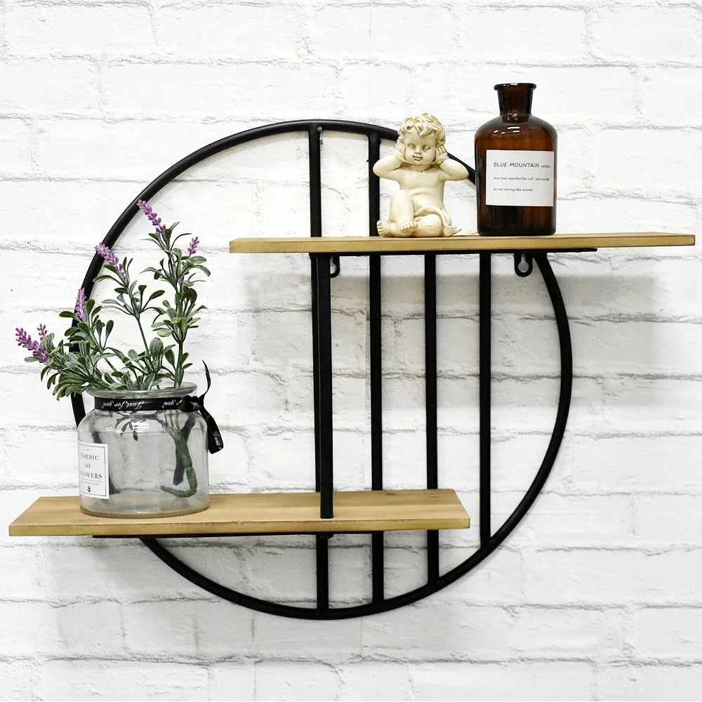Luckywind простая деревянные стены металла ванная комната угловая полка индивидуальные 2 уровня дом с круглой металлической и Mdf деревянная декоративная настенная