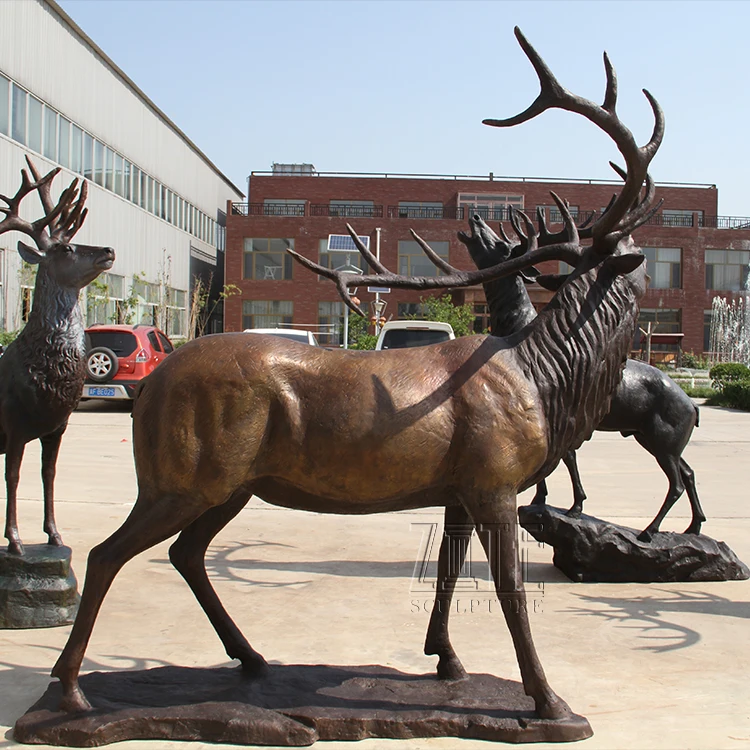 Popular Design Metal Craft Animal Life Size Brass Deer Statues