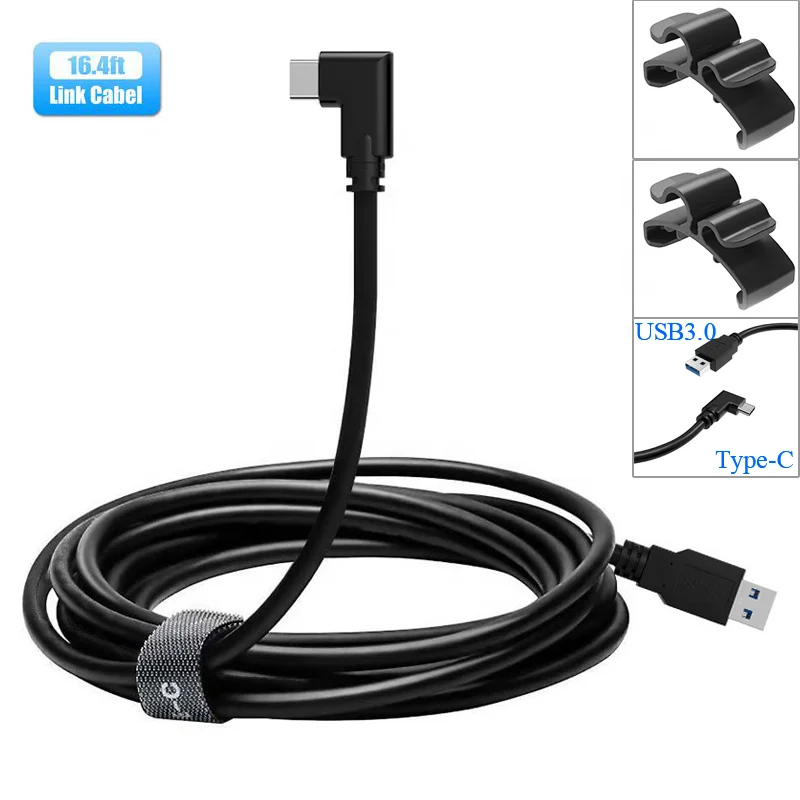 Индивидуальные 3 м 5 м Quest2 кабель соединительный кабель зажим Очки виртуальной реальности VR гарнитура Quest 2 16ft кабель компьютерных игр, для зарядки и передачи данных USB3.2