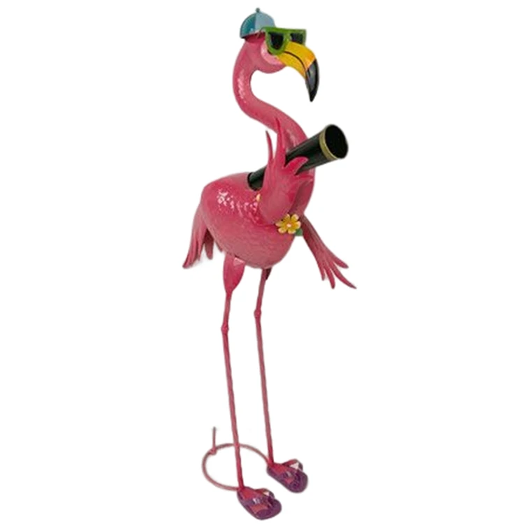 Garden Flamingo Statues and Sculptures Outdoor Metal Bird Yard Art Pink Flamingo Lawn Ornament for Patio Porch Decorations