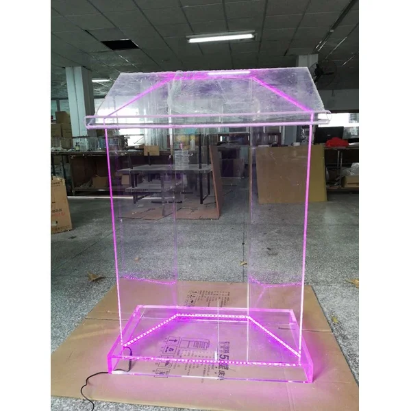 LED Acrylic Podium, Clear Acrylic LED Pulpit, Clear Acrylic Wedding Podium With LED light