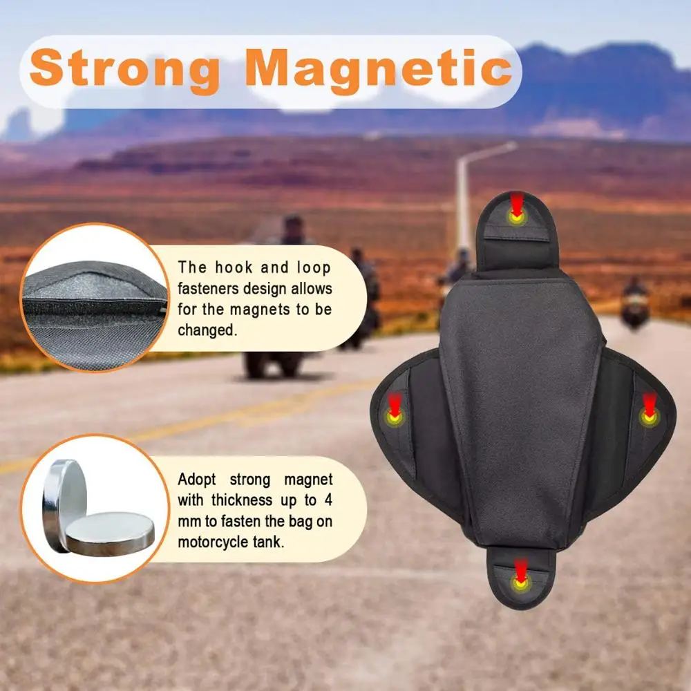 Motorcycle Tank Bag Saddle Black Motorbike Bag Strong Magnetic Bag