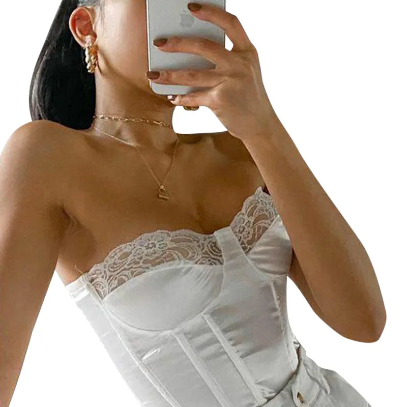 
New Style Solid Color Sexy Chest Wrap Fashionable Lace Bodice Boob Tube Top 