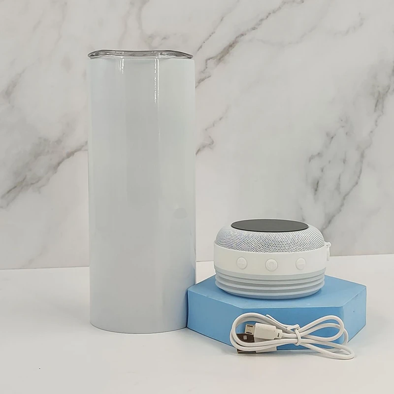 Double Wall Insulated Waterproof Wireless Music Player Blank 20oz Straight Speaker Skinny Tumbler Sublimation Water Bottles