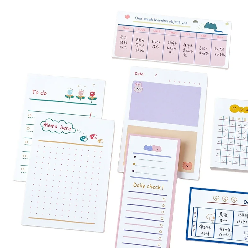 Wholesale Custom Printed Logo Design Planner Self-adhesive Daily Weekly Paper Pads To Do List Notepads