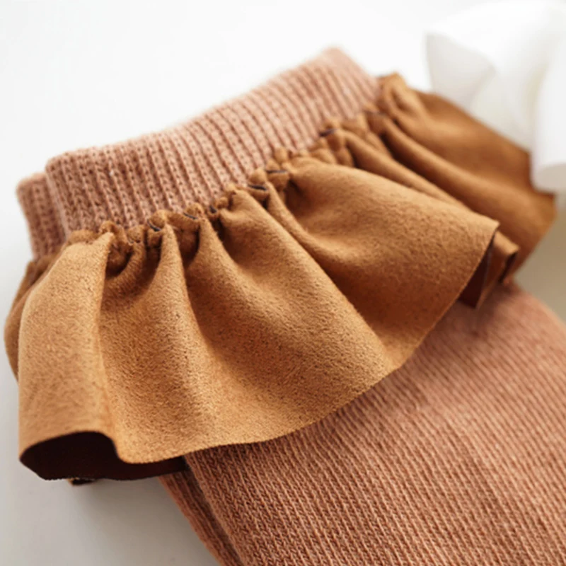
Fashion Suede Ruffle Lace Knee Socks Baby Girls Cotton Socks Faux Fur Lace Kids Girls Socks 