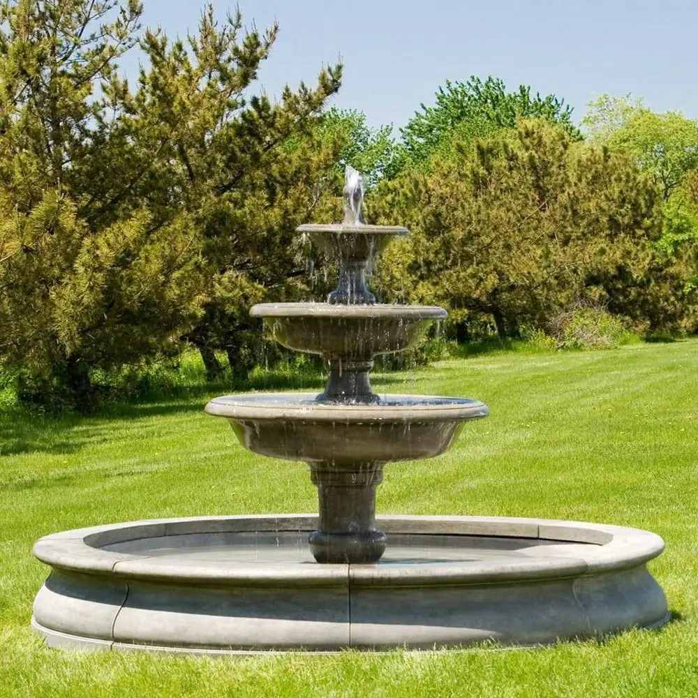 Outdoor Natural Hand Carved White Marble Fountain Waterfall for Garden Yard