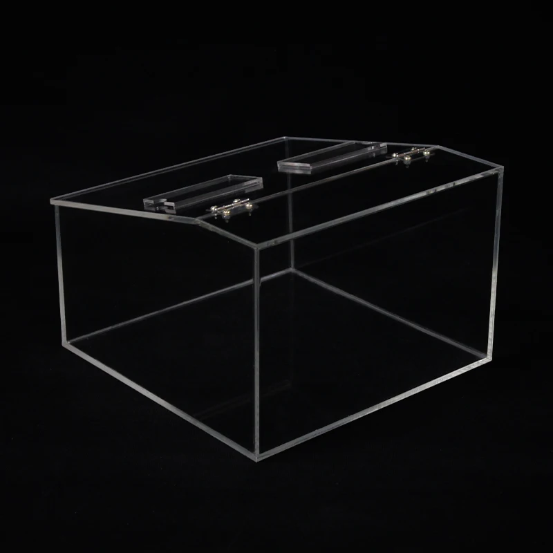 Custom sizes clear acrylic storage big box cube containers for display candy sweet food bins with price tag slot