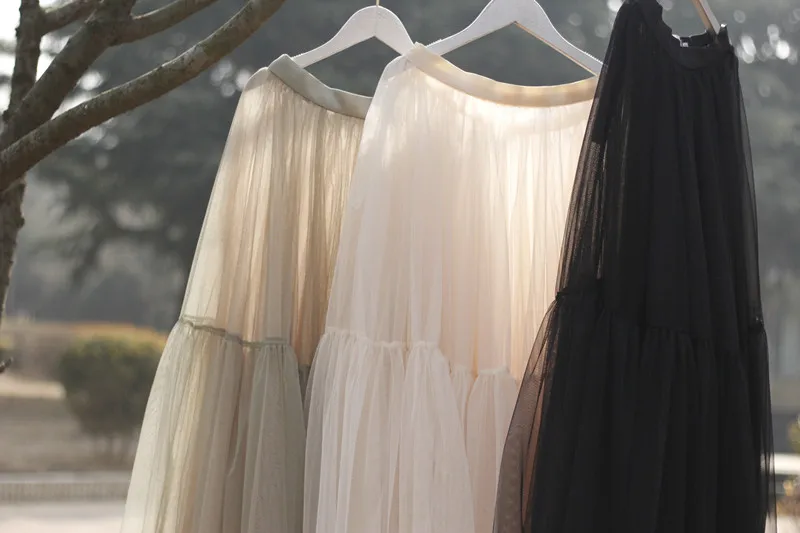 2023Spring and summer NewDHome high-end famous brand same style all-matching black oversized hem skirt mesh long dress