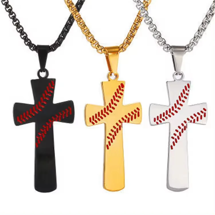 Hot Selling New Style Stainless Steel Necklaces Bible Baseball Cross Pendant Necklace Gift For Men Women Jewelry Manufacturer