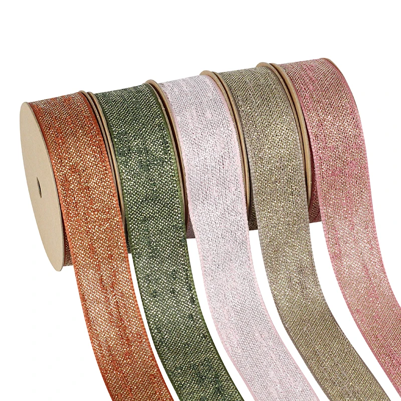 Wholesale 7/8 inch Christmas Wired Ribbon Halloween Valentine Holiday Decorative Ribbon Roll With Wired Edge