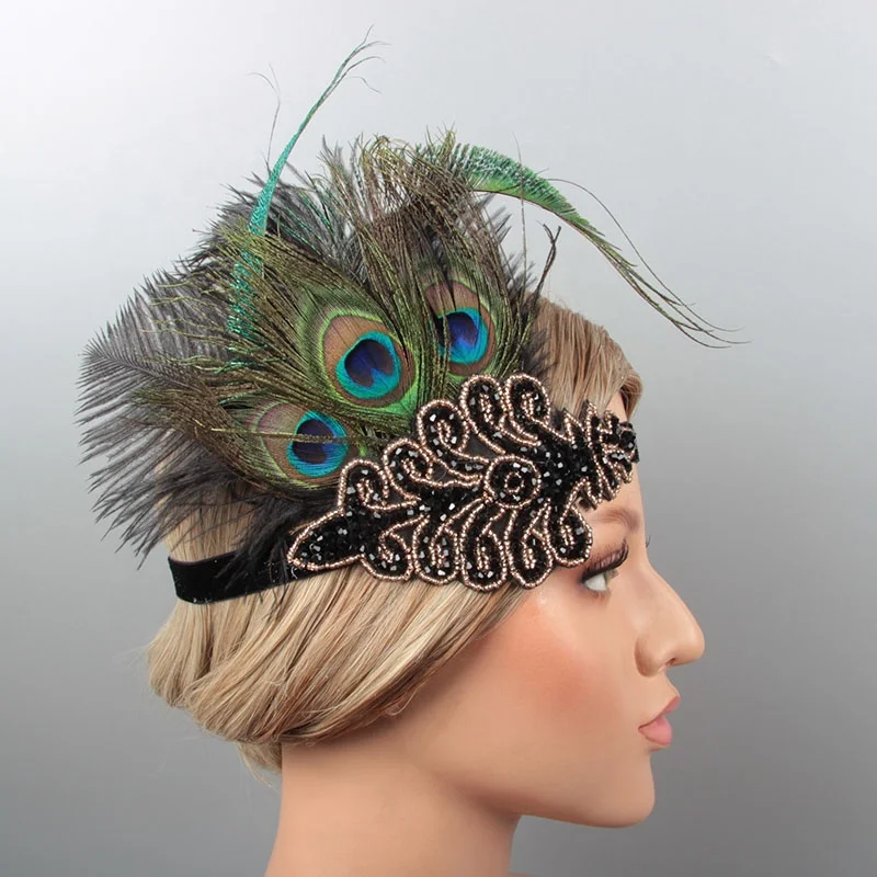 Женская винтажная повязка на голову обруч для волос со стразами и блестками 40 видов