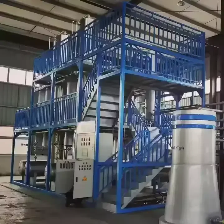 Used waste engine oil pyrolysis oil distill to diesel recycling refining plant