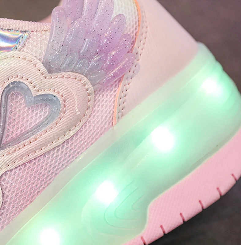 Gift High Quality Shiny Luminous Shoes Girls Led 2 Wheels Kids Roller Skate Shoes With Light