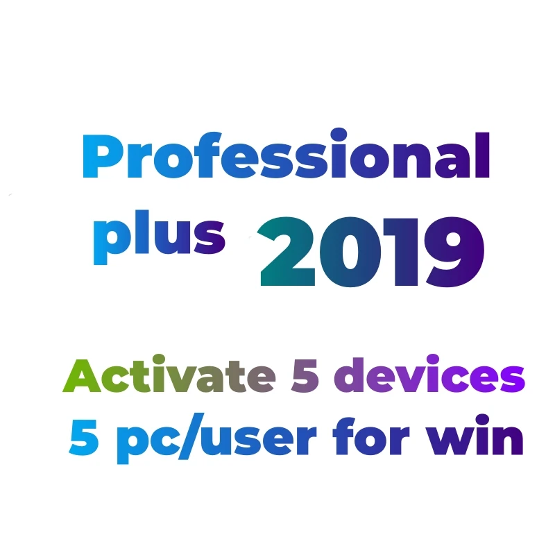 5 pc/user  Genuine digital license 100% online activation Digital  license  key  retail key  2019 professional plus key