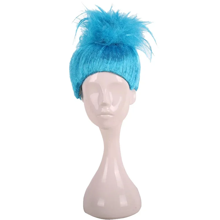 Colorful Halloween Kid Wig For Trolls Elf Pixie Cosplay Costume Wig Children Fluffy Hair Cap Flame Carnival Wig