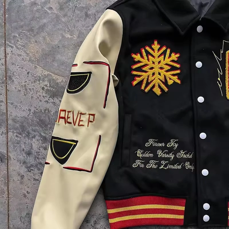 OEM Wholesale Custom Men Fashion Sports Vintage Wind breaker Streetwear Suede Fleece Varisty Letterman Varsity Jacket Custom