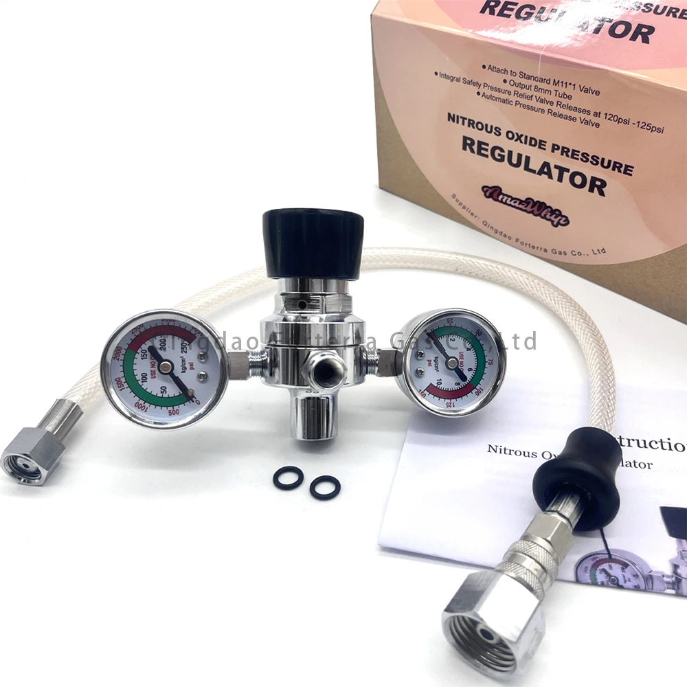 Gas Pressure Regulator Valves M11 Thread Universal for Whipped Cream Charger 0.95L 580g with Hose Line & Adapter 94PD