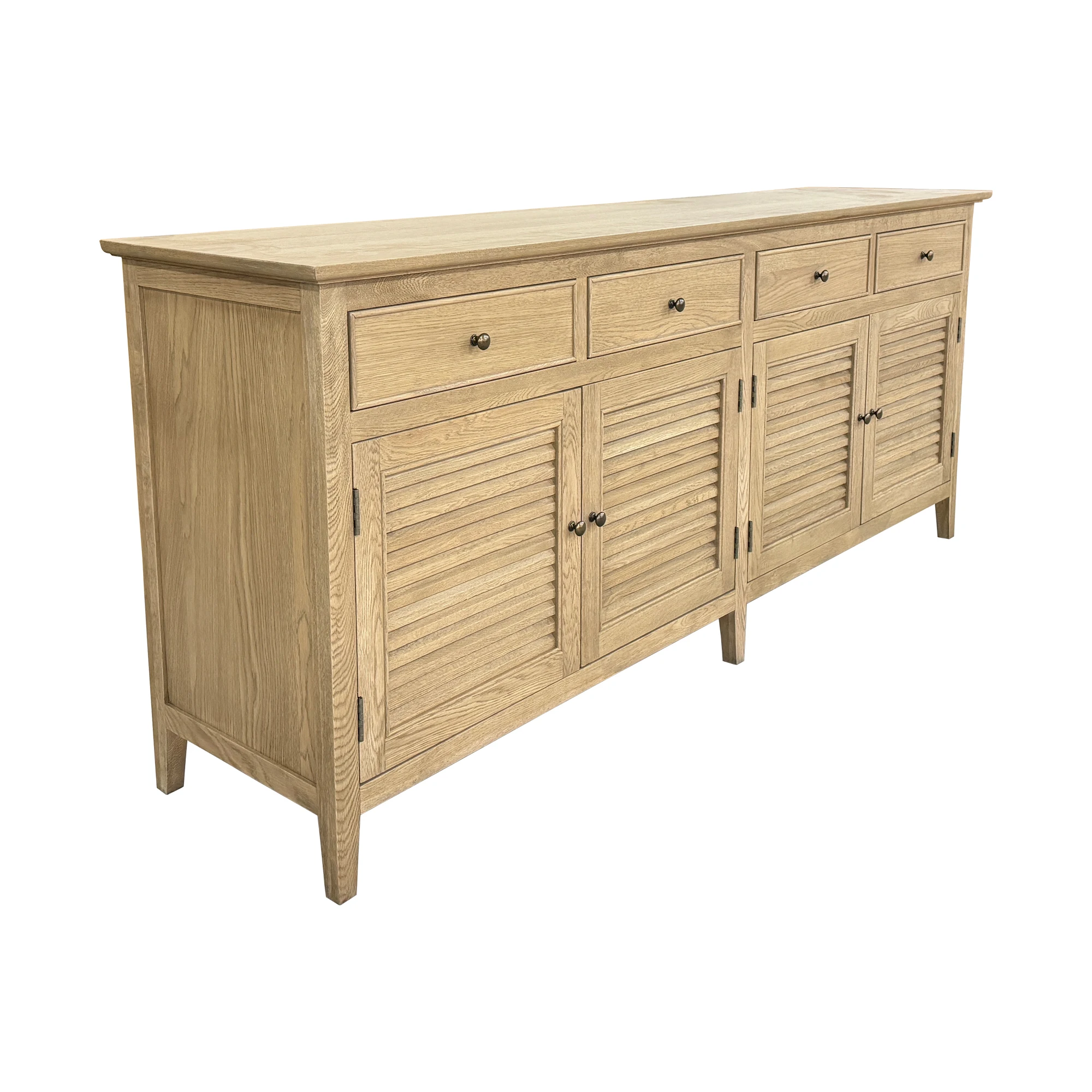 HL634 French Style High-quality Dining Furniture Natural Solid Oak 4 Drawer Storage Wooden Sideboard Buffet Cabinets