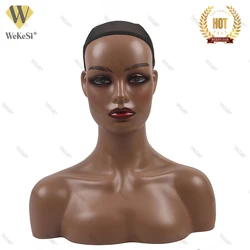 China Top Wig Vendor hair mannequin head with shoulders for wig display,african american mannequin plastique model head shop
