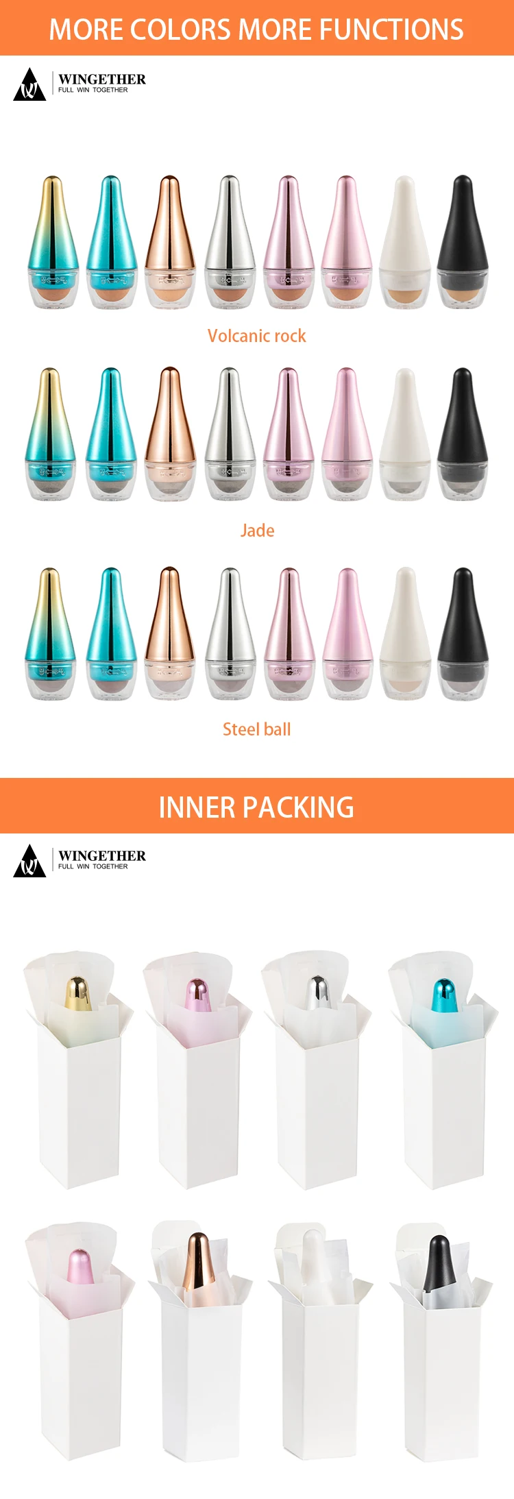 Wingether 2022 Amazon Hot Sale Oil Absorbing Roller Wood Soft And Comfortable Massage Rollers Face Roller Ice Globes