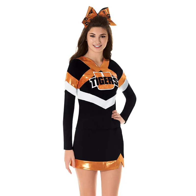 Cheap Hight School Girls Skirt metallic Cheerleading Uniform