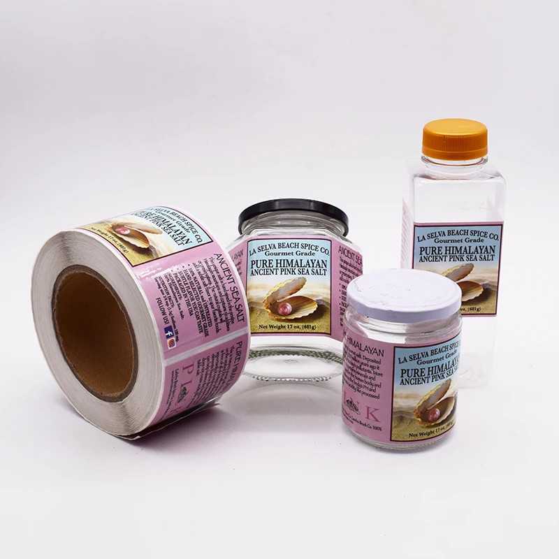 Custom Printed Waterproof Adhesive Sticker Label Plastic Vinyl Lid Bag for Sealing Beverage Packing for Food and Jar Bottles