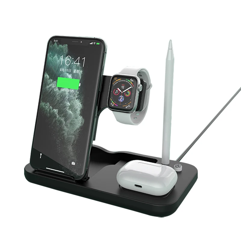 
New Design collapsible magnetic 4 in 1 Fast Wireless Chargeri for iPhone 12/ 11/ 8 series/ XR/ X/ for iWatch For AirPode 2/3 