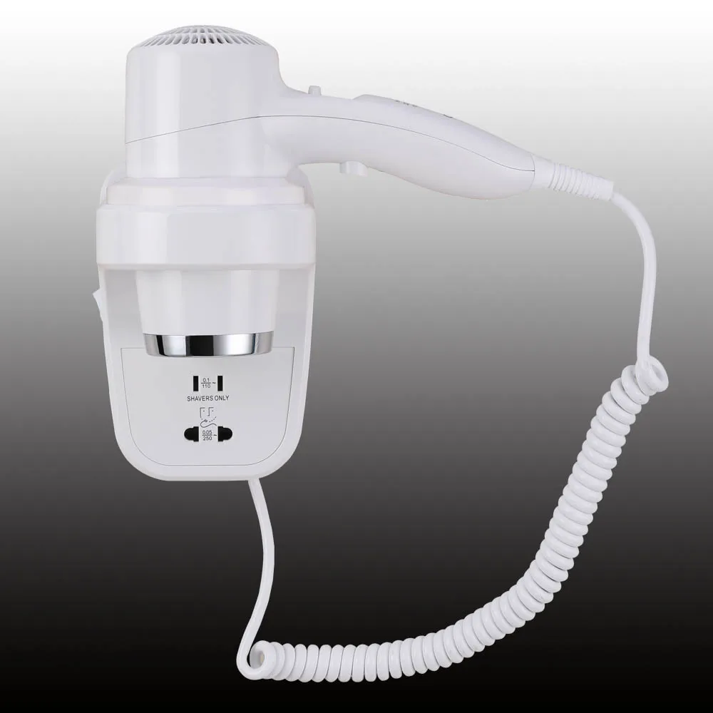 Hot Selling Custom 1800w High Power Wall Mounted Hair Blower Dryer Hotel Bathroom 220-240v 13m/S Abs Plastic Hanging Hair Dryer