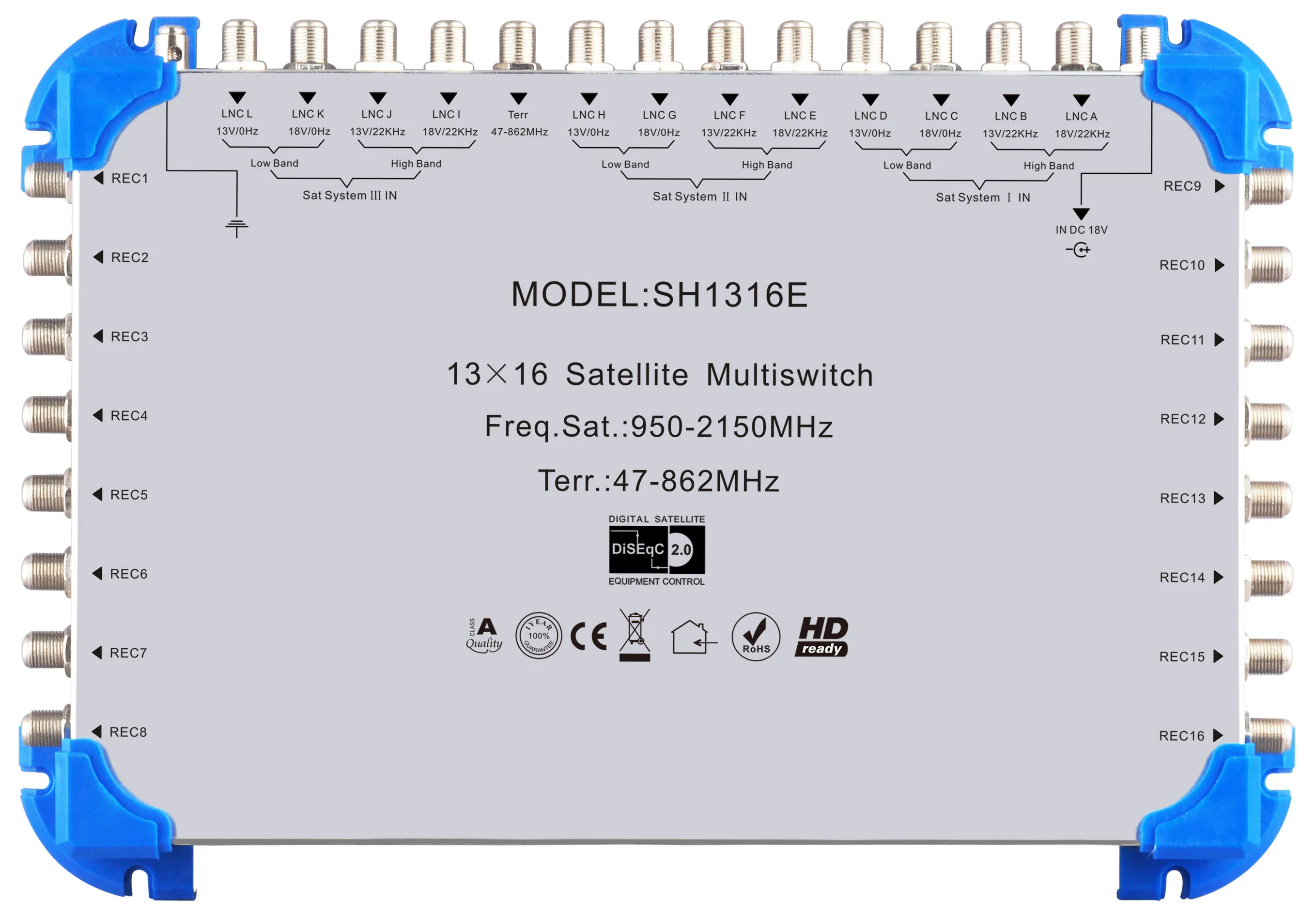Stand-Alone Satellite Multiswitch 13 inputs 32 outputs terminal multi switch 13x32