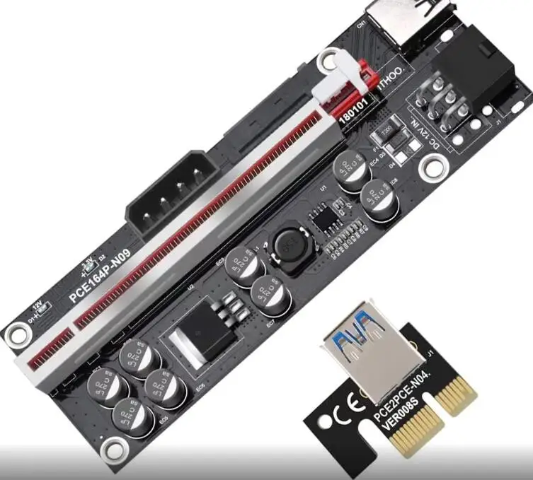 Panto 2021 latest Ver 009S plus PCI-E 1X TO 16X  8 capacitor Riser Adapter Card 60cm USB 3.0 Cable