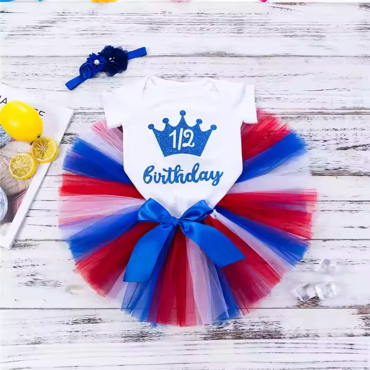 Custom Baby Girl Toddler Kids 1st 2nd 3rd Birthday Party Cake Smash Outfit Rainbow Tutu Skirt Set Photo Shooting Clothes